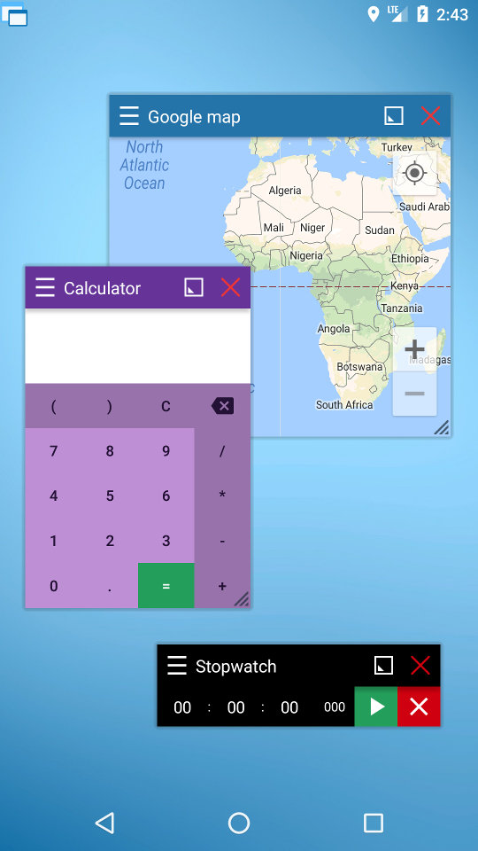 Floating Apps - Floating Map, Floating Calculator and Floating Stopwatch